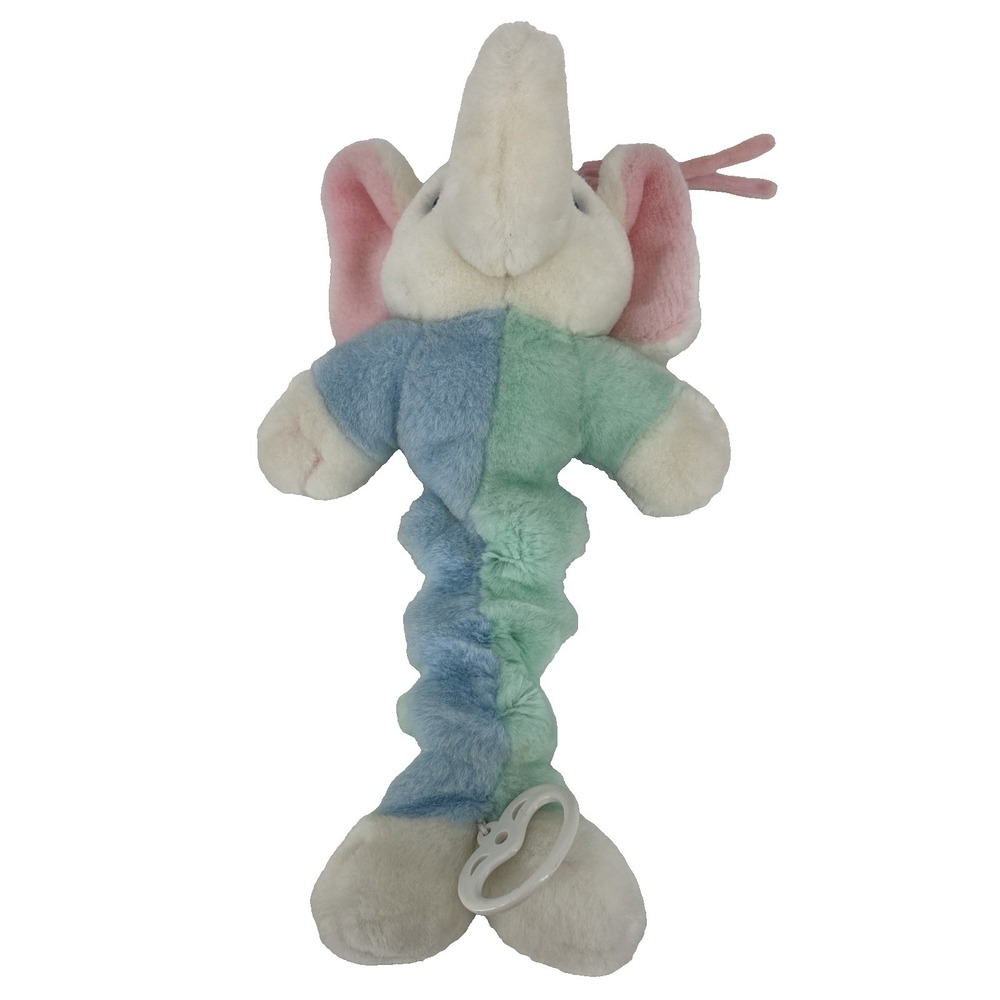Vintage TB Trading Co Pastel Elephant Plush Musical Pull Toy Crib Brahms Lullaby